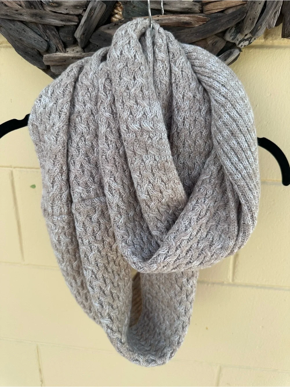Calvin Klein Heathered Taupe Cable Knit Infinity Scarf